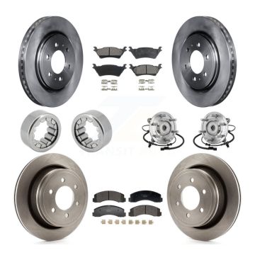 Front Rear Hub Bearing Brake Rotor & Pads Shoe Kit (10Pc) For 2018-2020 Ford F-150 Raptor KBB-132668