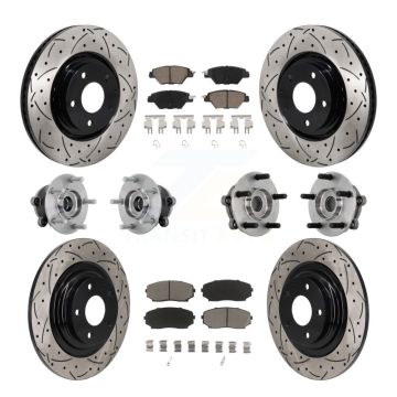 Front Rear Hub Bearing Coated Brake Rotor And Pad Kit (10Pc) For 2016-2023 Mazda CX-9 AWD KBB-132675