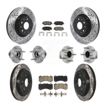 Front Rear Hub Bearings Coated Disc Brake Rotors And Pads Kit (10Pc) For Cadillac CTS KBB-132678