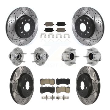 Front Rear Hub Bearing Coated Disc Brake Rotor Pads Kit (10Pc) For Chevrolet Camaro LT LS KBB-132681