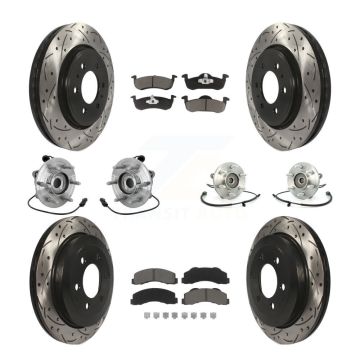 Front Rear Hub Bearing Coated Brake Rotor Pads Kit (10Pc) For Ford Expedition Lincoln 4WD KBB-132684