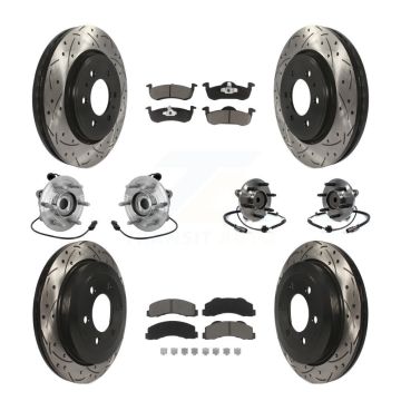 Front Rear Hub Bearing Coated Brake Rotor Pads Kit (10Pc) For Ford Expedition Lincoln RWD KBB-132685