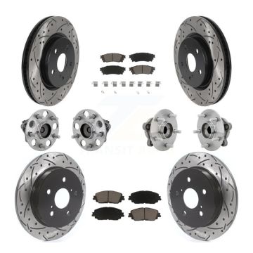 Front Rear Hub Bearing Coated Disc Brake Rotor And Ceramic Pad Kit (10Pc) For Toyota C-HR KBB-132686