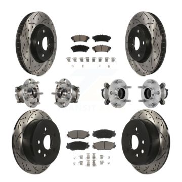 Front Rear Hub Bearing Coated Brake Rotor & Pads Kit (10Pc) For Lexus IS250 Base with RWD KBB-132689