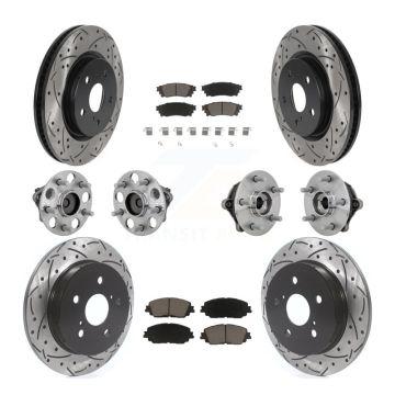 Front Rear Hub Bearing Coated Disc Brake Rotor And Ceramic Pad Kit (10Pc) For Toyota RAV4 KBB-132690