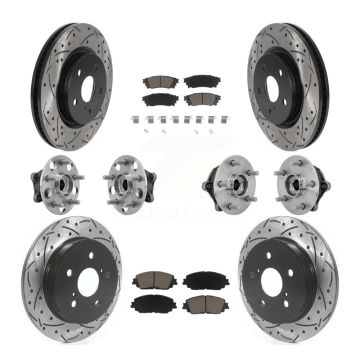 Front Rear Hub Bearing Coated Disc Brake Rotors And Pads Kit (10Pc) For Toyota RAV4 Venza KBB-132691