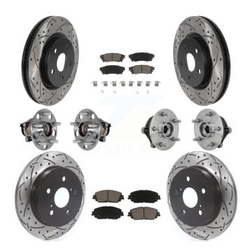 Front Rear Hub Bearing Coated Disc Brake Rotor And Ceramic Pad Kit (10Pc) For Toyota RAV4 KBB-132693