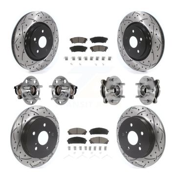 Front Rear Hub Bearings Coated Disc Brake Rotors And Pads Kit (10Pc) For Toyota Avalon KBB-132696
