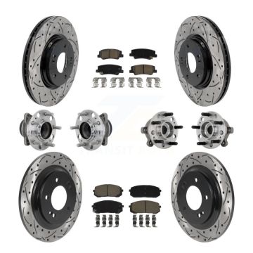Front Rear Hub Bearing Coated Disc Brake Rotor & Pad Kit (10Pc) For Hyundai Sonata Kia K5 KBB-132697