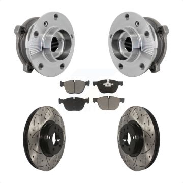 Front Hub Bearing Assembly Drill Slot Brake Rotor Pad Kit For BMW X5 X6 M12 x 1.25 Thread KBB-132700