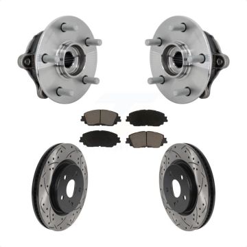 Front Hub Bearing Assembly Coated Drilled Slot Brake Rotor Pads Kit For Toyota RAV4 Venza KBB-132706