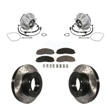 Front Hub Bearing Assembly Coat Drill Slot Brake Rotor Pads Kit For Ford F-450 Super Duty KBB-132711