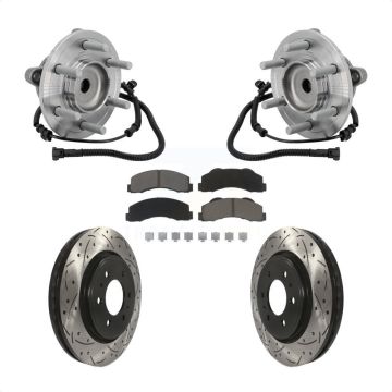 Front Hub Bearing Assembly Drilled Slot Brake Rotor Pads Kit For 2015-2017 Ford F-150 RWD KBB-132712