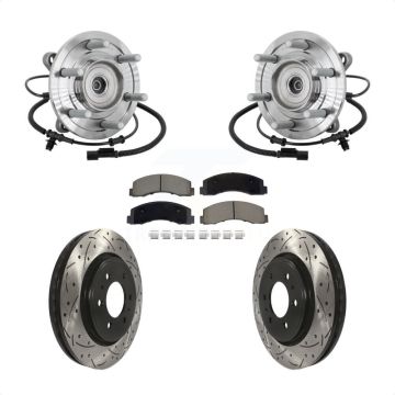 Front Hub Bearing Assembly Drill Slot Brake Rotor Pad Kit For 2018-2020 Ford F-150 Raptor KBB-132714