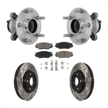 Front Hub Bearing Drill Slot Brake Rotor Pads Kit For 2014-2015 Lexus IS250 Base with RWD KBB-132717