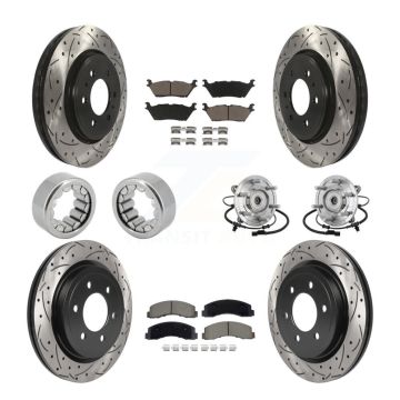 Front Rear Hub Bearing Coated Brake Rotor Pad Shoe Kit (10Pc) For 18-20 Ford F-150 Raptor KBB-132725