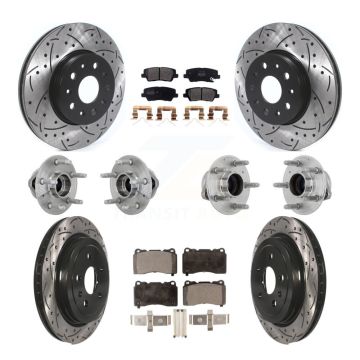 Front Rear Hub Bearings Coated Disc Brake Rotors And Pads Kit (10Pc) For Cadillac CTS KBB-132744