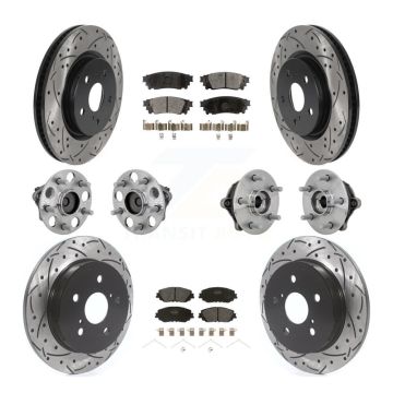 Front Rear Hub Bearings Coated Disc Brake Rotors And Pads Kit (10Pc) For Toyota RAV4 KBB-132756