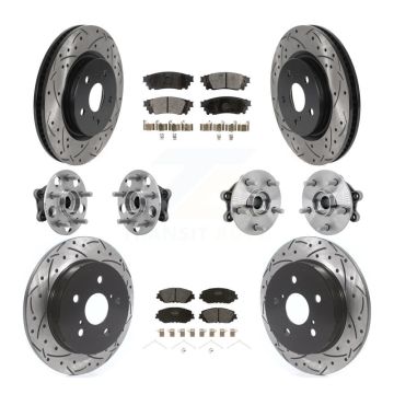 Front Rear Hub Bearings Coated Disc Brake Rotors And Pads Kit (10Pc) For Toyota RAV4 KBB-132758