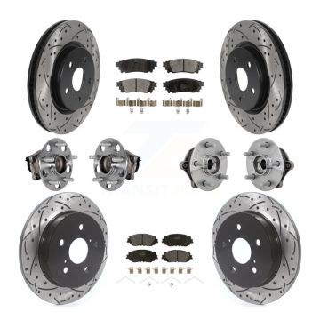 Front Rear Hub Bearings Coated Disc Brake Rotors And Pads Kit (10Pc) For Toyota RAV4 KBB-132759