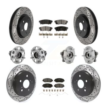 Front Rear Hub Bearings Coated Disc Brake Rotors And Pads Kit (10Pc) For Toyota C-HR KBB-132763