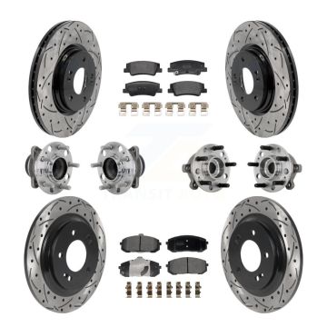 Front Rear Hub Bearing Coated Disc Brake Rotor & Pad Kit (10Pc) For Hyundai Sonata Kia K5 KBB-132764