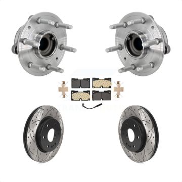 Front Hub Bearing Drill Slot Brake Rotor Pads Kit For Chevrolet GMC Silverado 1500 Sierra KBB-132767