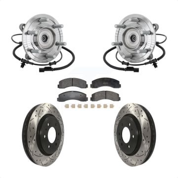 Front Hub Bearing Assembly Drill Slot Brake Rotor Pad Kit For 2018-2020 Ford F-150 Raptor KBB-132774