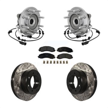 Front Hub Bearing Assembly Coated Drilled Slotted Brake Rotor & Pad Kit For Ram 2500 3500 KBB-132775