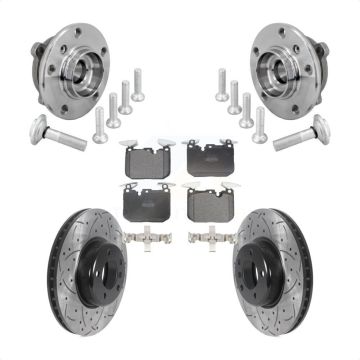 Front Hub Bearing Drill Slot Brake Rotor Pad Kit For BMW 330i xDrive 440i Gran Coupe 320i KBB-132776