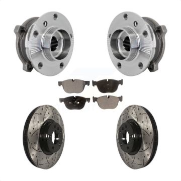Front Hub Bearing Assembly Drill Slot Brake Rotor Pad Kit For BMW X5 X6 M12 x 1.25 Thread KBB-132779