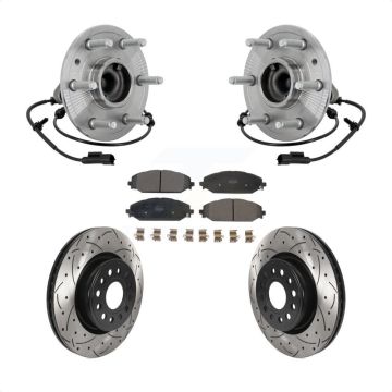 Front Hub Bearing Drill Slot Brake Rotor Pads Kit For Ram 1500 Without 22" Factory Wheels KBB-132785