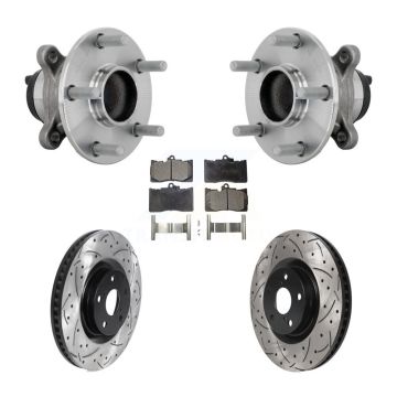 Front Hub Bearing Assembly Drilled Slot Brake Rotor Pads Kit For Lexus IS300 IS350 IS200t KBB-132787