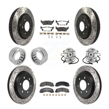 Front Rear Hub Bearing Coated Brake Rotor Pad Shoe Kit (10Pc) For 18-20 Ford F-150 Raptor KBB-132801