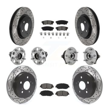 Front Rear Hub Bearings Coated Disc Brake Rotors And Pads Kit (10Pc) For Toyota RAV4 KBB-132810