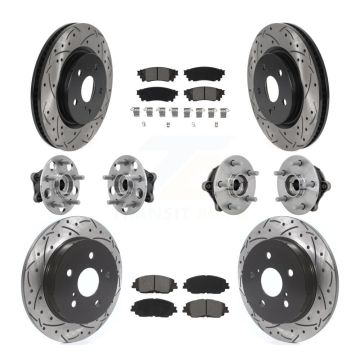 Front Rear Hub Bearing Coated Disc Brake Rotors And Pads Kit (10Pc) For Toyota RAV4 Venza KBB-132811