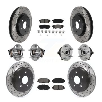 Front Rear Hub Bearings Coated Disc Brake Rotors And Pads Kit (10Pc) For Toyota RAV4 KBB-132812