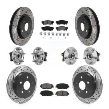 Front Rear Hub Bearings Coated Disc Brake Rotors And Pads Kit (10Pc) For Toyota RAV4 KBB-132814