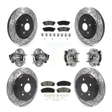 Front Rear Hub Bearings Coated Disc Brake Rotors And Pads Kit (10Pc) For Toyota Avalon KBB-132816