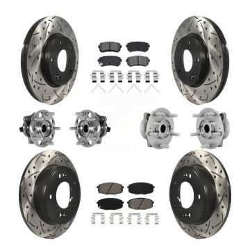 Front Rear Hub Bearings Coated Disc Brake Rotors And Pads Kit (10Pc) For Hyundai Kona KBB-132818