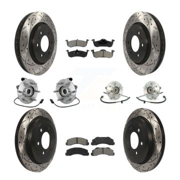 Front Rear Hub Bearing Coated Brake Rotor Pads Kit (10Pc) For Ford Expedition Lincoln 4WD KBB-132820