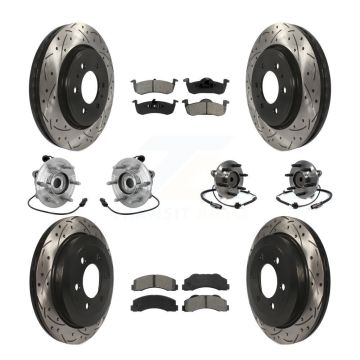 Front Rear Hub Bearing Coated Brake Rotor Pads Kit (10Pc) For Ford Expedition Lincoln RWD KBB-132821
