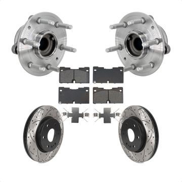 Front Hub Bearing Drill Slot Brake Rotor Pads Kit For Chevrolet GMC Silverado 1500 Sierra KBB-132830