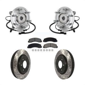 Front Hub Bearing Assembly Drill Slot Brake Rotor Pad Kit For 2018-2020 Ford F-150 Raptor KBB-132831