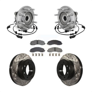 Front Hub Bearing Assembly Coated Drilled Slotted Brake Rotor & Pad Kit For Ram 2500 3500 KBB-132835