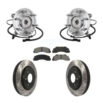 Front Hub Bearing Coat Drill Slot Brake Rotor Pad Kit For 2017 Ford F-150 Raptor with 4WD KBB-132837