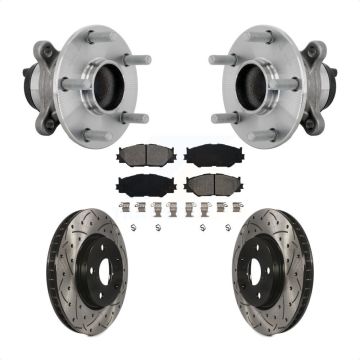 Front Hub Bearing Drill Slot Brake Rotor Pads Kit For 2014-2015 Lexus IS250 Base with RWD KBB-132844