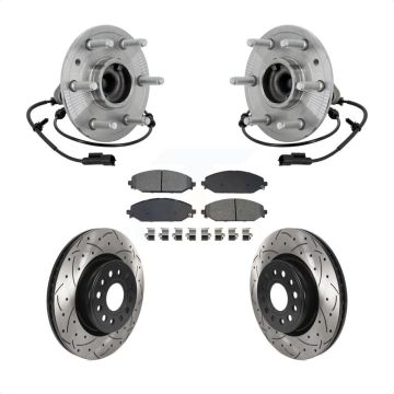 Front Hub Bearing Drill Slot Brake Rotor Pads Kit For Ram 1500 Without 22" Factory Wheels KBB-132845