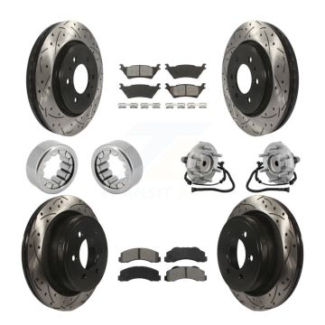 Front Rear Hub Bearing Coat Brake Rotor Pads Shoe Kit (10Pc) For 2015-2017 Ford F-150 RWD KBB-132855