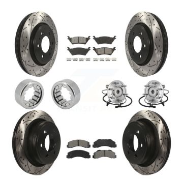 Front Rear Hub Bearings Coated Disc Brake Rotors And Pads Shoes Kit (10Pc) For Ford F-150 KBB-132857